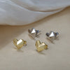 Geometric Heartshaped Silver Earrings With Electroplating Design