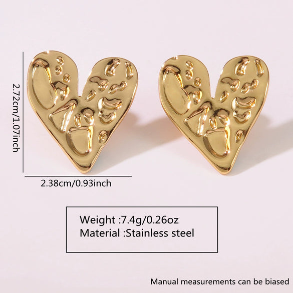 Geometric Heartshaped Stainless Steel Electroplated Earrings For Women