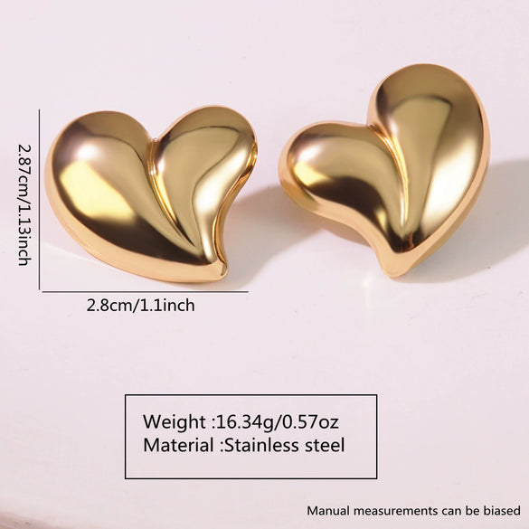 Geometric Heartshaped Stainless Steel Electroplated Earrings For Women