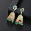 Geometric Hollow 3D Copper Earrings With Zircon Inlay Electroplated Retro Tassel Drop Design For Women