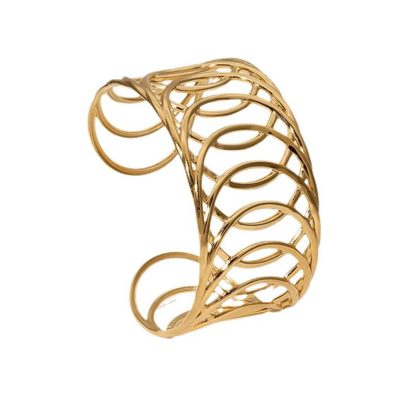 Geometric Hollow Line Cross Design Stainless Steel Electroplated Bracelet For Women