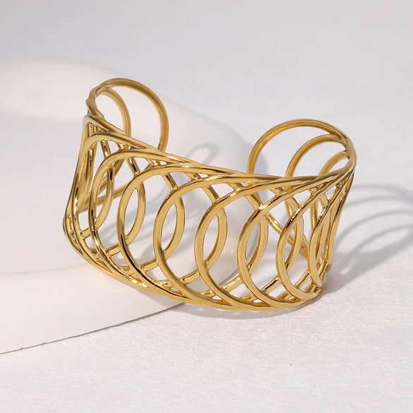 Geometric Hollow Line Cross Design Stainless Steel Electroplated Bracelet For Women