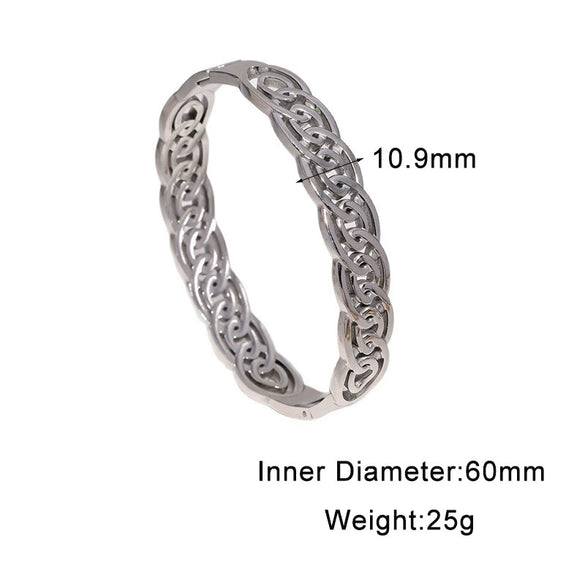 Geometric Hollow Stainless Steel Bracelet With Plated Finish Retro Elegant Style Colorfast And Hypoallergenic Design