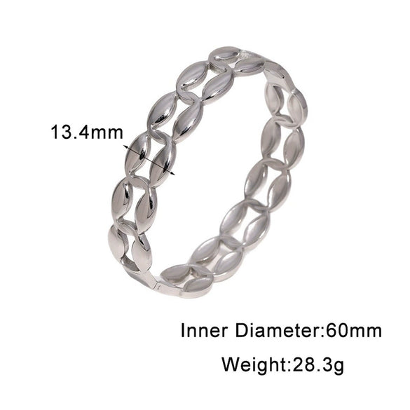 Geometric Hollow Stainless Steel Buckle Bracelet With Colorfast Plated Finish For Women