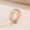 Geometric Hollow Titanium Steel And Stainless Steel Ring With Real Gold Electroplating For Women