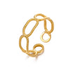 Geometric Hollow Titanium Steel And Stainless Steel Ring With Real Gold Electroplating For Women