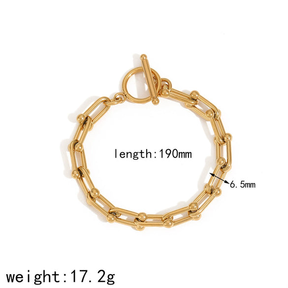 Geometric Hollow Titanium Steel Women's Bracelet With Electroplating