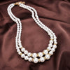 Geometric Imitation Pearl Beaded Long Sweater Necklace With Double Pearl Pendant And Sparkling Decorative Accents