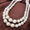 Geometric Imitation Pearl Beaded Long Sweater Necklace With Double Pearl Pendant And Sparkling Decorative Accents