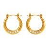 Geometric Imitation Pearl Open Earring And Ring Set Titanium Steel Plated 18K Gold Electroplated For Women