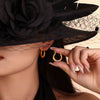 Geometric Imitation Pearl Open Earring And Ring Set Titanium Steel Plated 18K Gold Electroplated For Women
