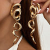 Geometric Irregular Alloy Hoop Earrings With Retro Spliced Design Old Money Style Fashion Jewelry For Women And Men