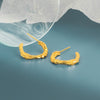 Geometric Irregular C Shaped Sterling Silver Earrings With Concave Convex Textured Electroplated Finish