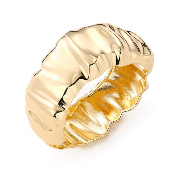 Geometric Irregular Exaggerated Metal Bracelet For Women With Electroplating And Liquid Metal Glow Surface And Water Drops Design