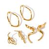 Geometric Irregular Stainless Steel Earrings With Vacuum Electroplated Gold Tone Finish For Women