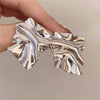 Geometric Irregular Statement Earrings With Mirror Finish Electroplated Alloy Design