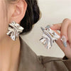 Geometric Irregular Statement Earrings With Mirror Finish Electroplated Alloy Design