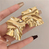 Geometric Irregular Statement Earrings With Mirror Finish Electroplated Alloy Design