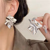 Geometric Irregular Statement Earrings With Mirror Finish Electroplated Alloy Design