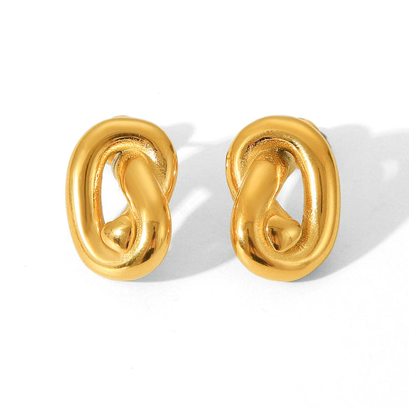 Geometric Line Twist Stainless Steel Women's Earrings With Electroplating Design