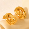 Geometric Line Twist Stainless Steel Women's Earrings With Electroplating Design
