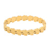 Geometric Lines Stainless Steel Bracelet With Golden Leaf Design Electroplated Jewelry