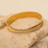 Geometric Lines Stainless Steel Bracelet With Golden Leaf Design Electroplated Jewelry