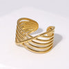 Geometric Lines Stainless Steel Opening Ring For Women With Electroplating Treatment
