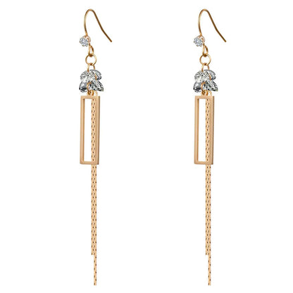 Geometric Long Tassel Earrings Temperament Titanium Steel Earrings