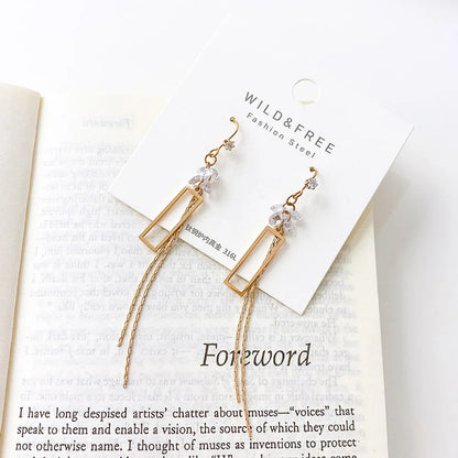 Geometric Long Tassel Earrings Temperament Titanium Steel Earrings