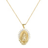 Geometric Lotus Portrait Halo Pendant Necklace With Gold Plated Copper And Zircon Inlay Snake Chain Fashion Jewelry