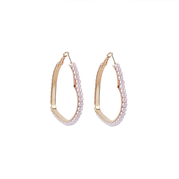 Geometric Lovely Cartoon U Shaped Pearl Earrings For Women Electroplated