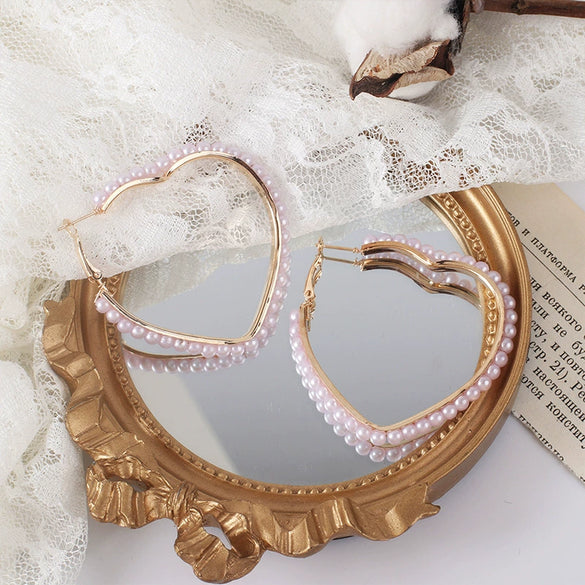 Geometric Lovely Cartoon U Shaped Pearl Earrings For Women Electroplated