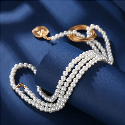 Geometric Metal Pearl Fashion All-Match Necklace