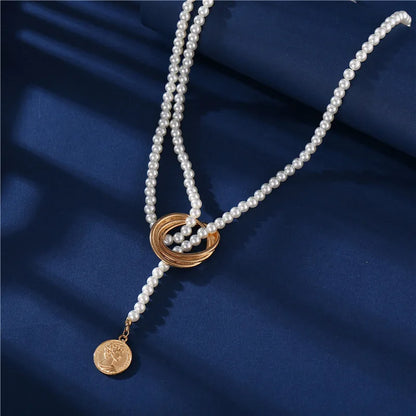 Geometric Metal Pearl Fashion All-Match Necklace