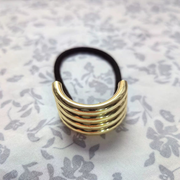 Geometric Metal Style High Elastic Hair Accessories Hair Band Hair Rope Headdress With Electroplating For Female
