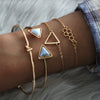 Geometric Molecule White Turquoise Knotted Bracelet 4Piece Set For Women Made Of Alloy With Electroplating Treatment