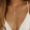 Geometric Multi Layer Copper Necklace With Electroplated Finish Minimalist Stackable Casual Chain Jewelry For Women