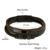 Geometric Multilayer Handwoven Leather Men's Alloy Magnet Buckle Bracelet