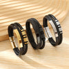 Geometric Multilayer Handwoven Leather Men's Alloy Magnet Buckle Bracelet