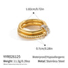 Geometric Multilayer Stackable Stainless Steel Ring With Goldplated Vacuum Electroplated Finish For Unisex Everyday Jewelry