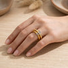 Geometric Multilayer Stackable Stainless Steel Ring With Goldplated Vacuum Electroplated Finish For Unisex Everyday Jewelry