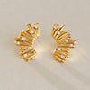 Geometric Multilayer Zirconia Stud Earrings For Women Stainless Steel Titanium Steel With Vacuum Gold Plated Finish
