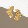 Geometric Multilayer Zirconia Stud Earrings For Women Stainless Steel Titanium Steel With Vacuum Gold Plated Finish
