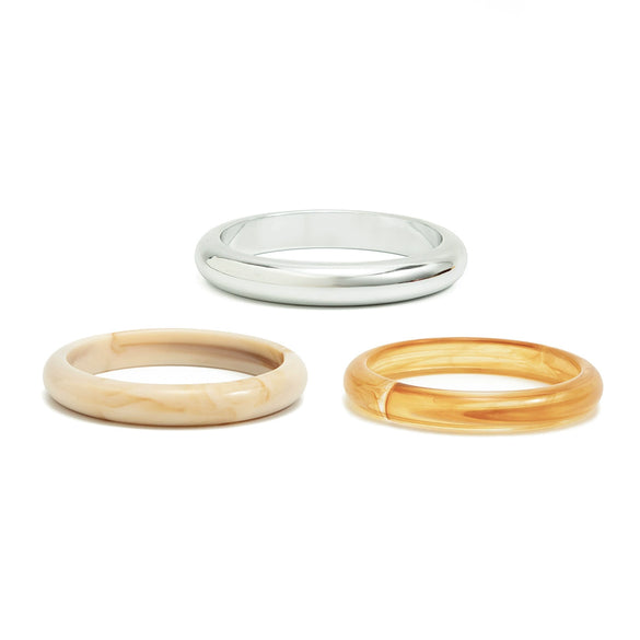 Geometric Ombre Resin Bracelet Set For Women Glossy Circular Stackable Jewelry With Polished Finish
