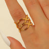 Geometric Opening Leopard Print Alloy Bracelet Ring Twopiece Set Exaggerated Adjustable For Women Electroplated