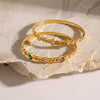 Geometric Oval Goldplated Stainless Steel Bracelet For Women With Sophisticated Zircon Accents