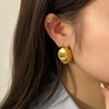 Geometric Oval Oversized Glossy Stainless Steel Jewelry For Women 18K Gold Furnace Vacuum Plated