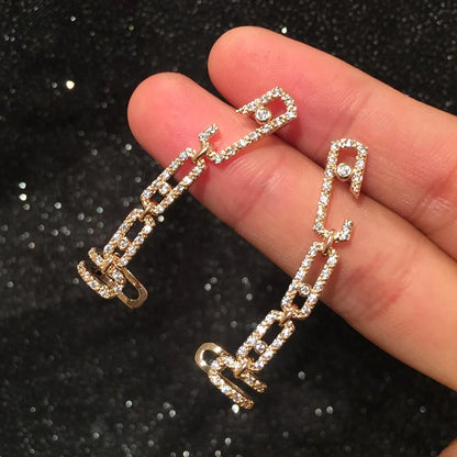 Geometric Pattern Ear Bone Clip S925 Silver Needle Micro Inlaid Zircon Creative Earrings