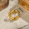 Geometric Pearl Open Ring Stainless Steel Jewelry Accessories With Electroplating For Women